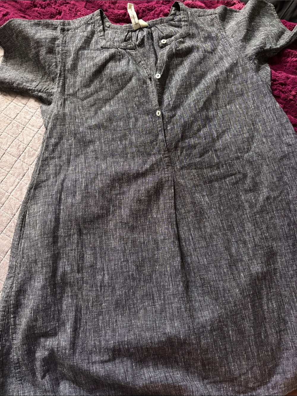 Garment Farmer LA Heather Charcoal Henley Tunic dress XS